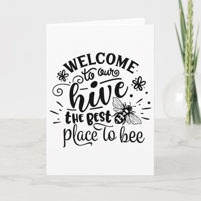 Welcome To Our Hive Funny Bee Spring Summer Easter Kort (Framsida)