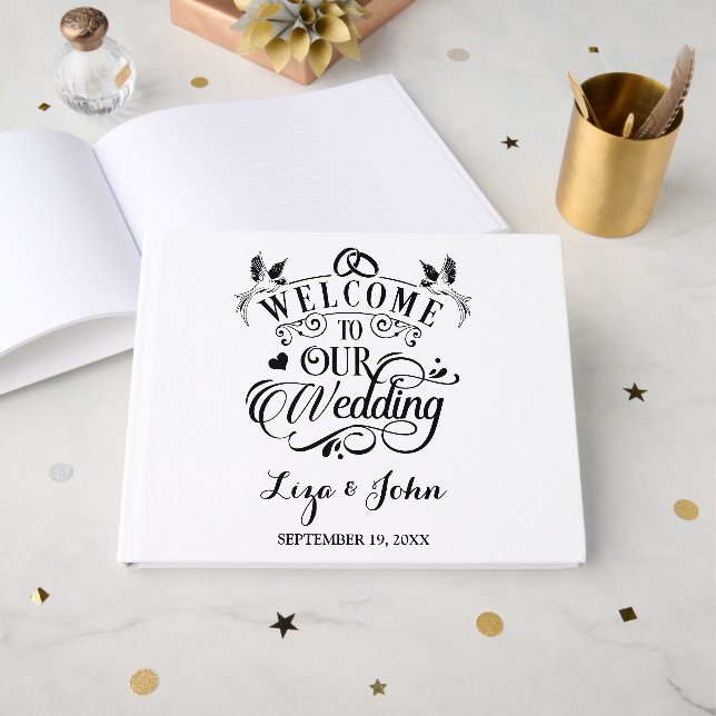 Welcome To Our Wedding Gästböcker (Framsida Öppen)