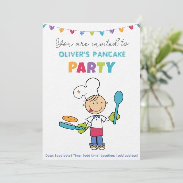 Welcome to Pancake Party invitation Inbjudningar (Stående Fram)