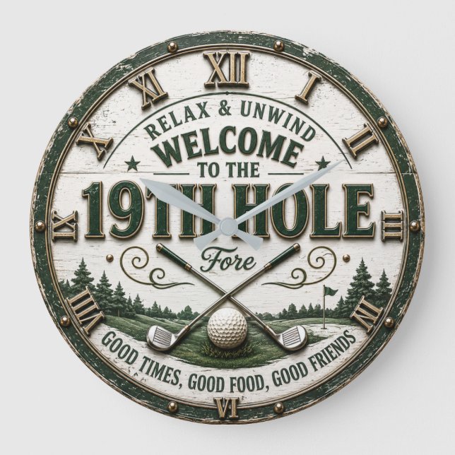 Welcome to the 19th Hole Funny Golf Bar Stor Klocka (Framsida)