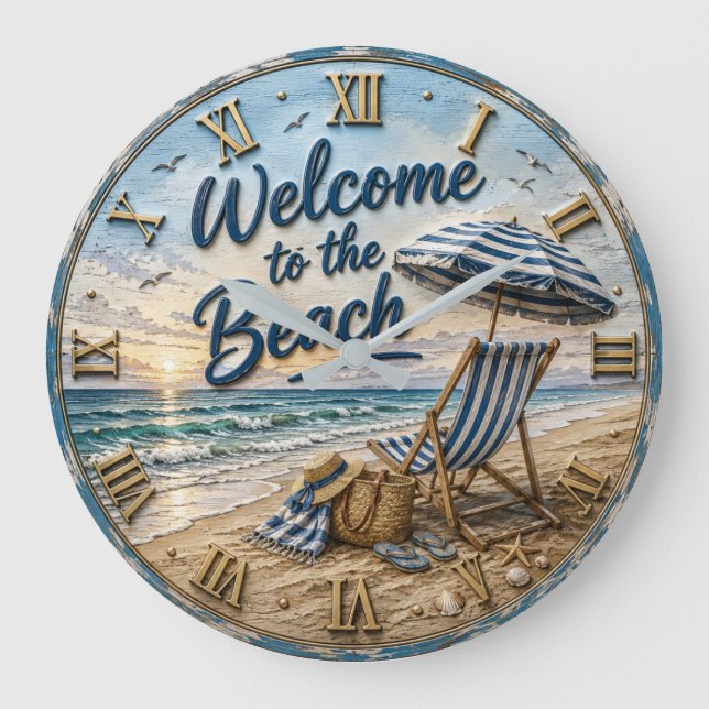 Welcome to the Beach Coastal  Stor Klocka (Framsida)