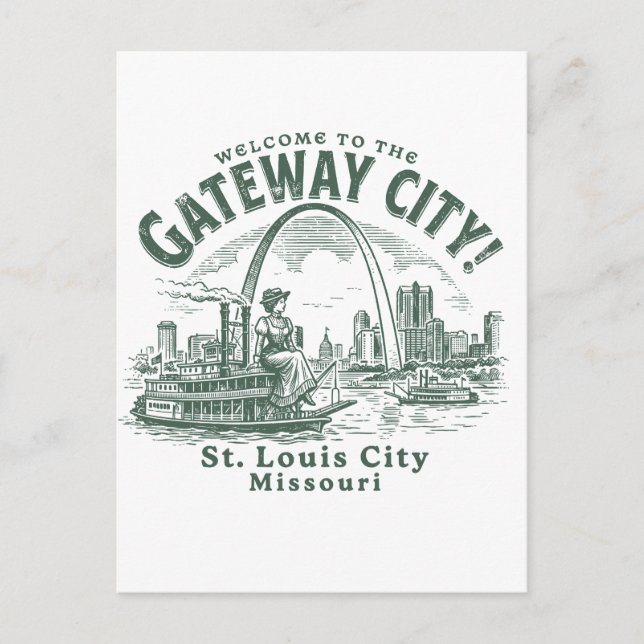 Welcome to the Gateway City St. Louis City Missour Vykort (Framsida)