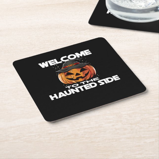 Welcome To The Haunted Side Paper Coaster Underlägg Papper Kvadrat (Vinklad)