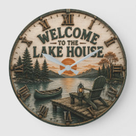 Welcome to the Lake House Rustic Canoe Cabin Stor Klocka