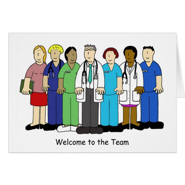 Welcome to the Medical Team Cartoon Hälsningskort (Framsidan Horizontal)