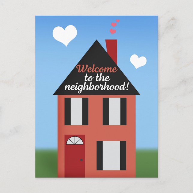Welcome to the Neighborhood Illustrated House Helg Vykort (Framsida)