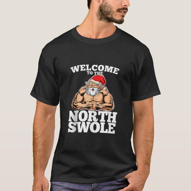Welcome to the North Muscle Santa Christmas Workou T Shirt (Framsida)