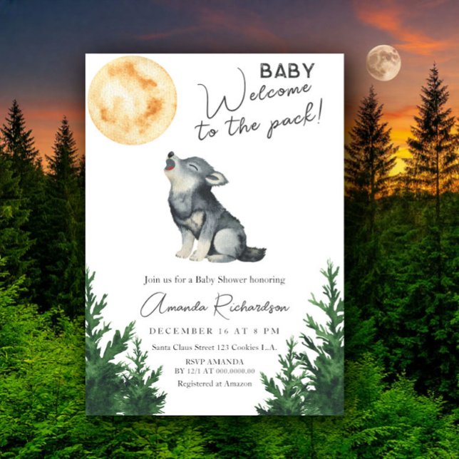 Welcome to the pack! Wolf Baby Shower Inbjudningar (Skapare uppladdad)