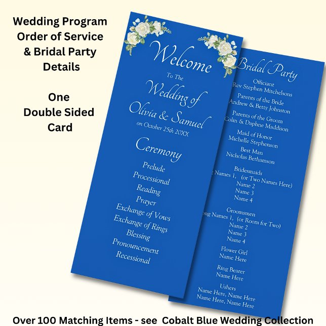 Welcome to Wedding Ceremony, Cobalt Blue White  Program (Skapare uppladdad)