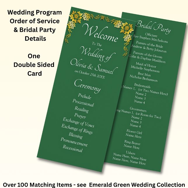 Welcome to Wedding Ceremony, Emerald Green & Gold Program (Skapare uppladdad)