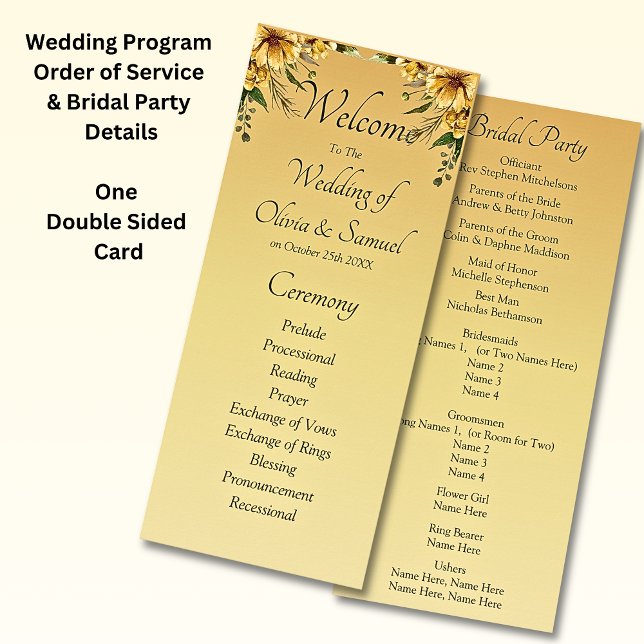 Welcome to Wedding Ceremony, Golden Yellow Flowers Program (Skapare uppladdad)
