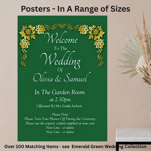 Welcome to  Wedding Emerald Green & Gold Poster (Skapare uppladdad)