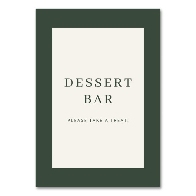 Welcoming Green Minimalist Dessert Bar Sign Bordsnummer (Framsidan)