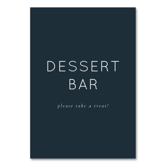 Welcoming Navy Minimalist Dessert Bar Sign Bordsnummer (Framsidan)