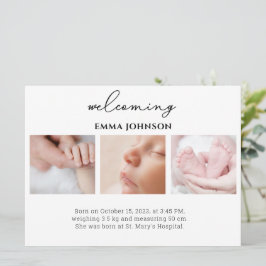 Welcoming Photo Birth Announcement Card Inbjudningar