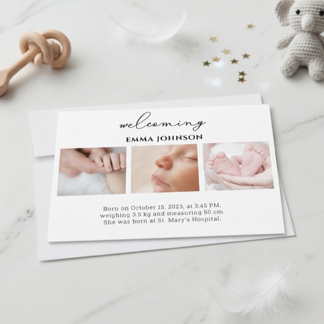 Welcoming Photo Birth Announcement Card Inbjudningar (Skapare uppladdad)