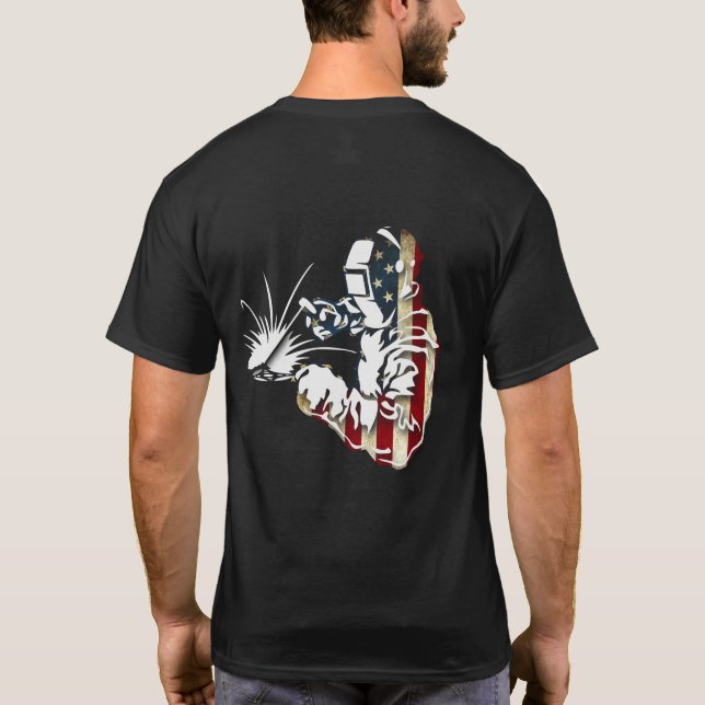 Welder American Flag USA Patriotic Welder Gift T Shirt (Baksida)