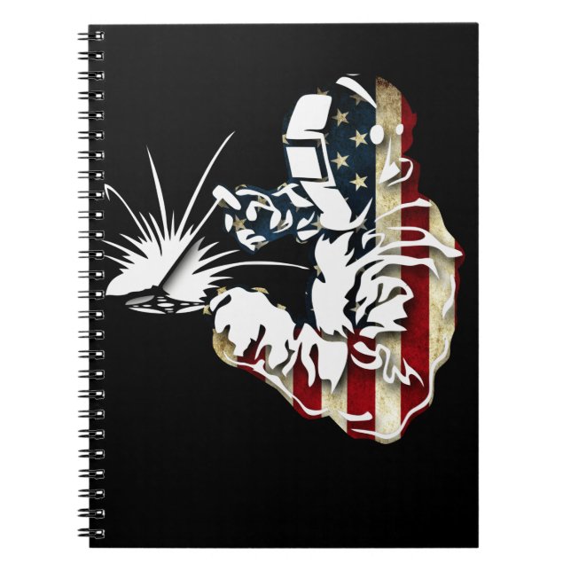 Welder American Flagga USA Patriotic Welder Gift Anteckningsbok (Framsidan)