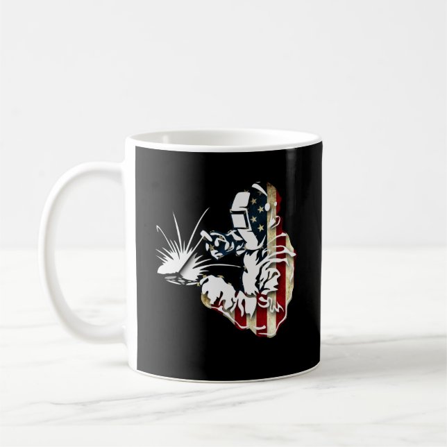 Welder American Flagga USA Patriotic Welder Gift Kaffemugg (Vänster)