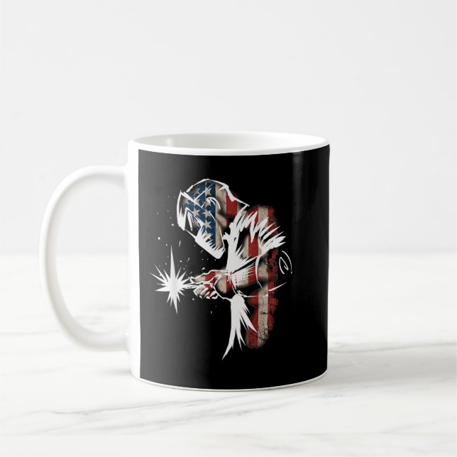 Welder American Flagga USA Patriotic Welder Gift Kaffemugg (Vänster)