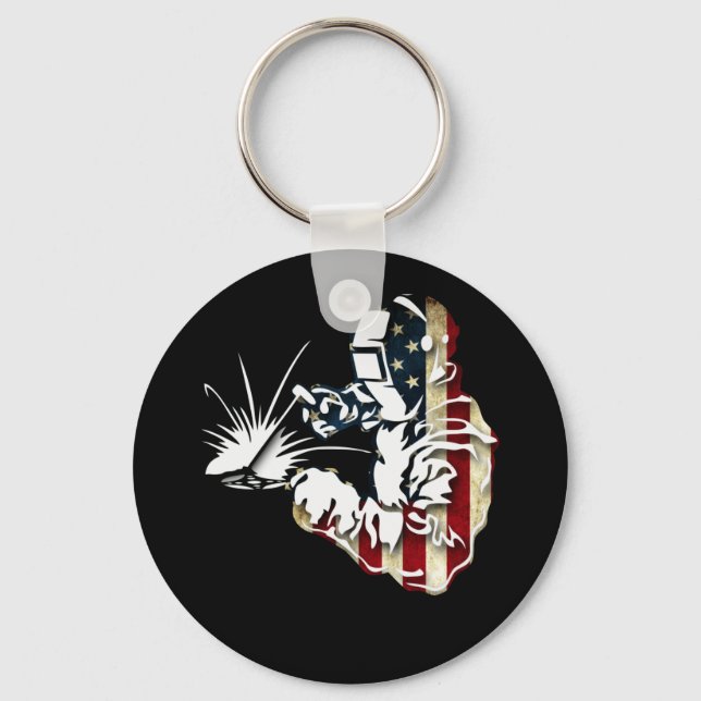Welder American Flagga USA Patriotic Welder Gift Nyckelring (Framsida)