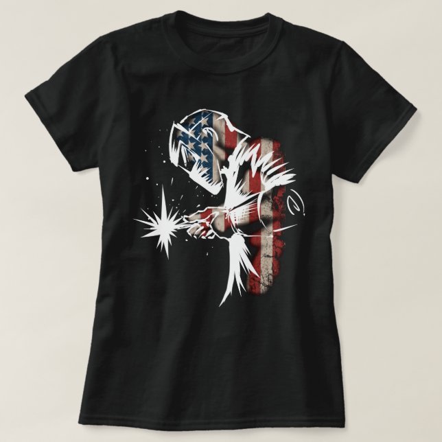 Welder American Flagga USA Patriotic Welder Gift p T Shirt (Design framsida)