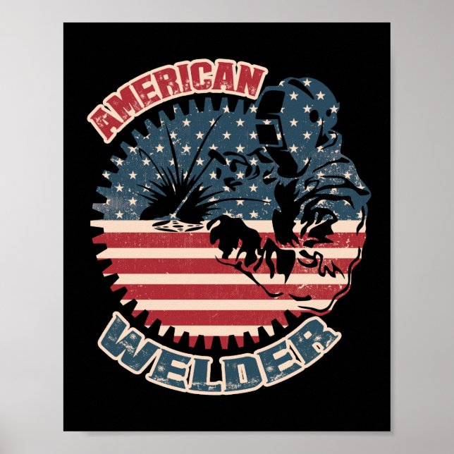 Welder American Flagga USA Patriotic Welder Gift Poster (Framsidan)