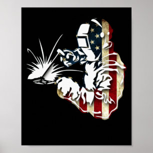 Welder American Flagga USA Patriotic Welder Gift Poster