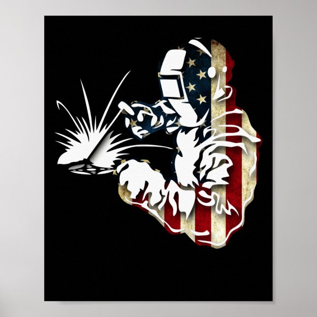 Welder American Flagga USA Patriotic Welder Gift Poster (Framsidan)