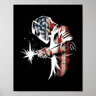 Welder American Flagga USA Patriotic Welder Gift Poster