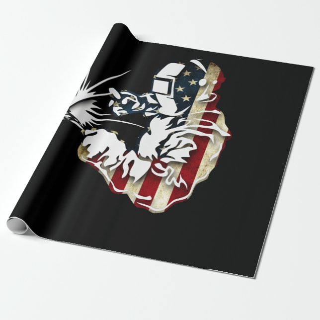 Welder American Flagga USA Patriotic Welder Gift Presentpapper (Utrullad)