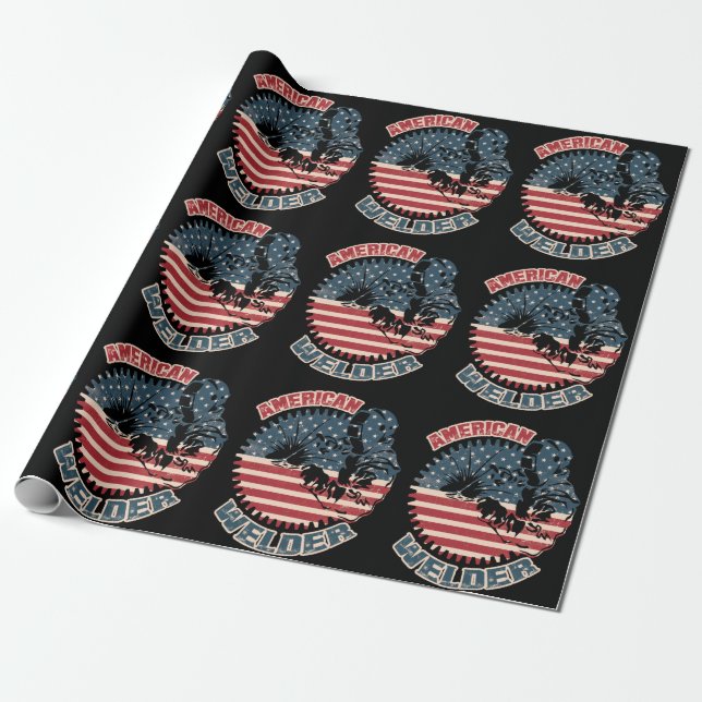 Welder American Flagga USA Patriotic Welder Gift Presentpapper (Utrullad)