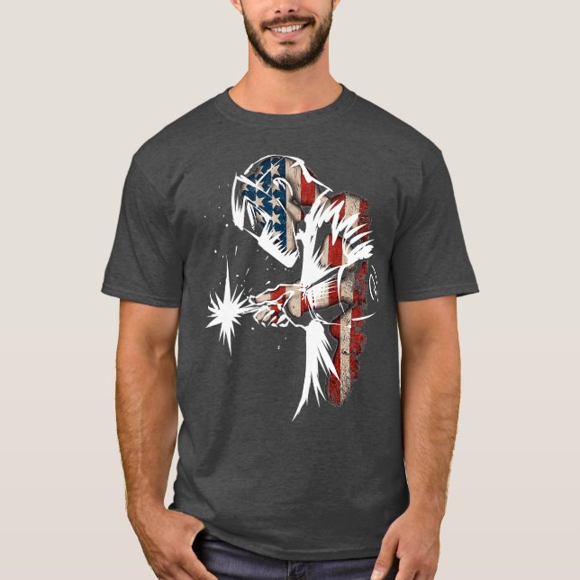 Welder American Flagga USA Patriotic Welder Gift T Shirt (Framsida)