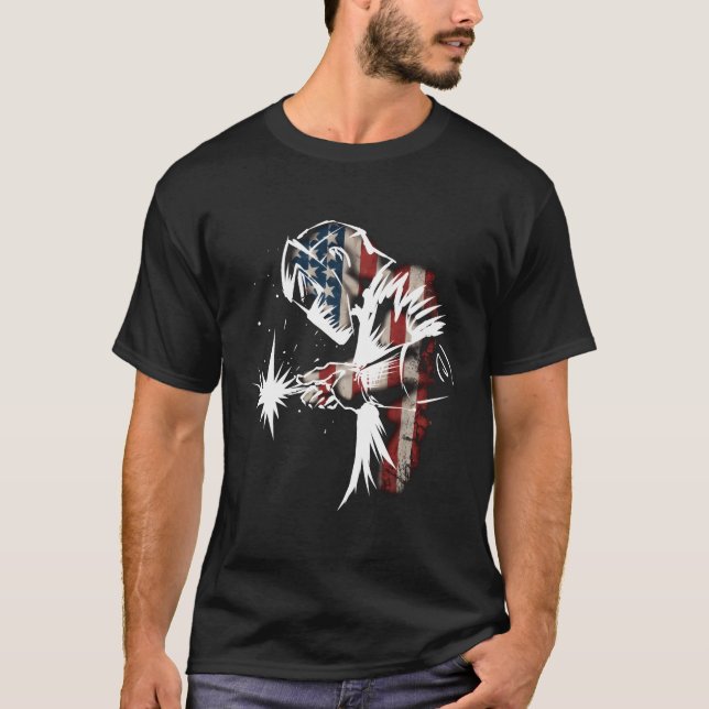 Welder American Flagga Usa Patriotic Welder T Shirt (Framsida)