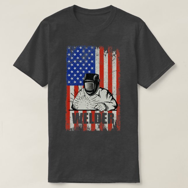 Welder American Flagga Welder1 T Shirt (Design framsida)