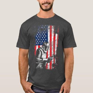 Welder American Flagga Welder Fars dag Design T Shirt