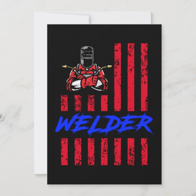 Welder American Flagga Welding Job Craft USA Gift Inbjudningar (Framsida)