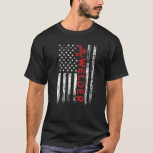 Welder American US Flagga Patriotic Welding Pappor T Shirt