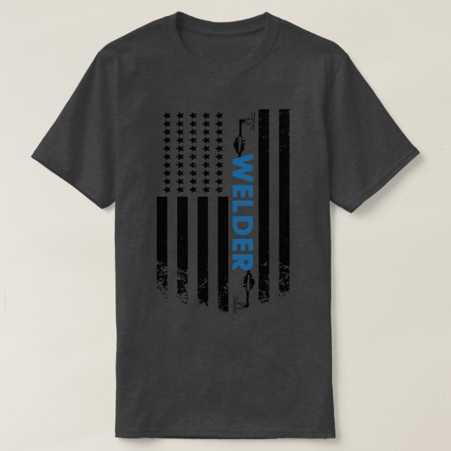 Welder American Welder Flagga T Shirt (Design framsida)