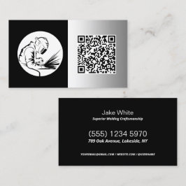 🔥 Welder Anpassningsbar Black Faux Metall QR Visitkort
