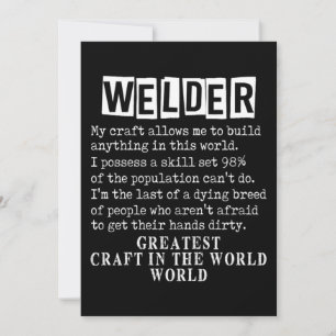 Welder Craft Profession Welding Weld Metall Gift Inbjudningar