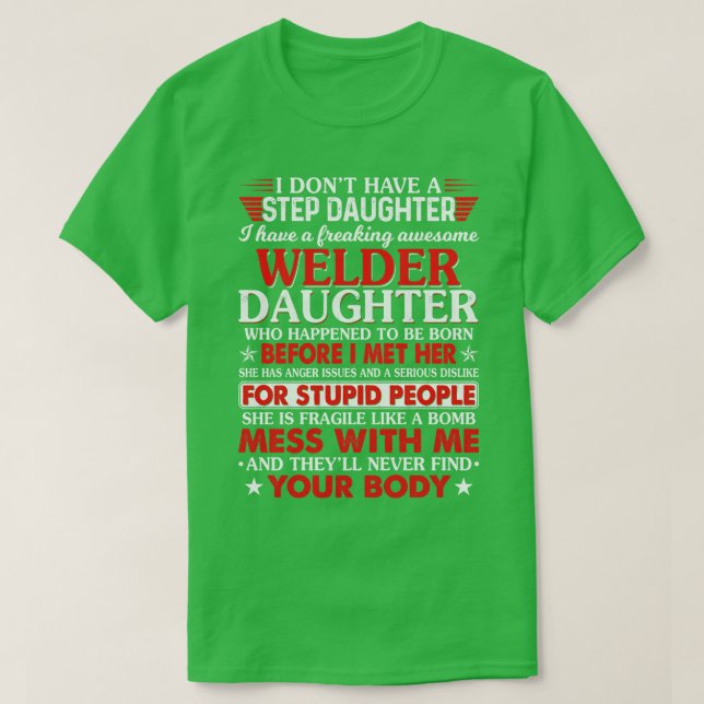 Welder Daughn som drabbat Proud Welder T Shirts (Design framsida)