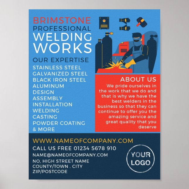 Welder Design, Metall Worker, Welder Advertising Poster (Framsidan)