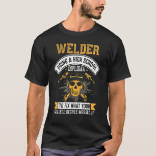 Welder För manar Women Steel Welding Migtig Welder T Shirt