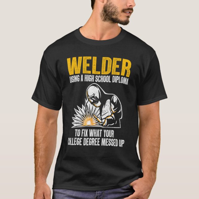 Welder För manar Women Welding Steel Migtig T Shirt (Framsida)