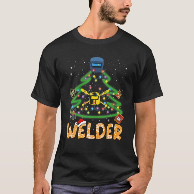 Welder Julgran Helgdag Pajamas Family Match T Shirt (Framsida)