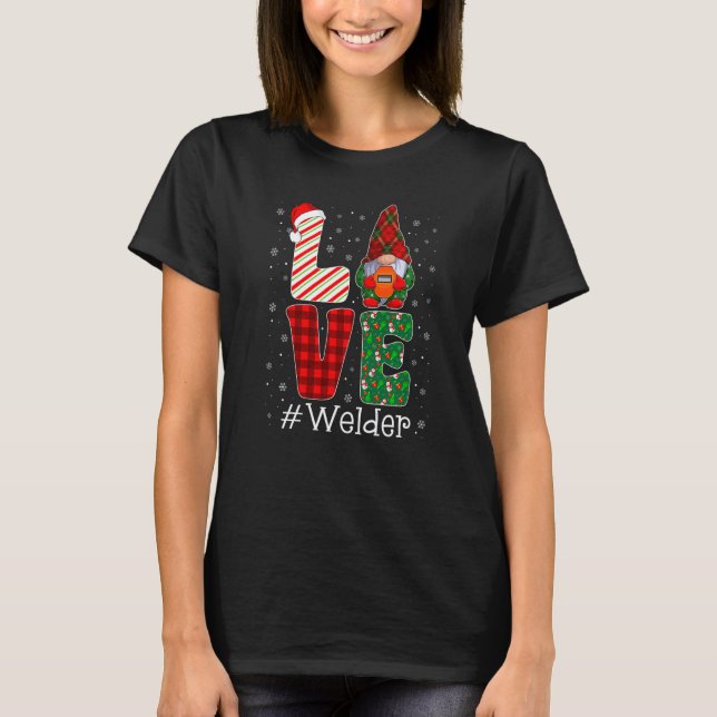 Welder KÄRLEK Gnome Matching Pajama jul T Shirt (Framsida)
