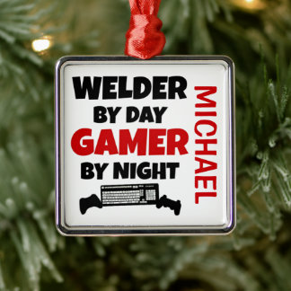Welder Kärlek spelar videospel Julgransprydnad Metall