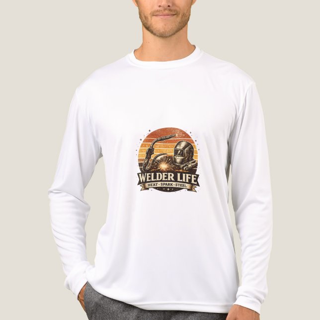 Welder Life Retro Sunset Bold Vintage Art Tee (Framsida)