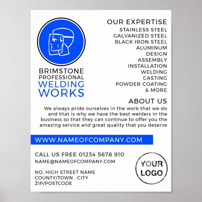 Welder Logotyp, Metall Worker, Welder Advertising Poster (Framsidan)